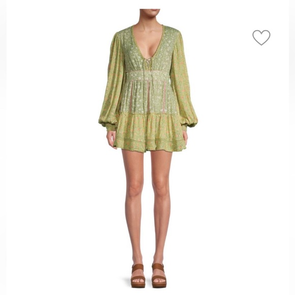 HEMANT & NANDITA Dresses & Skirts - HEMANT & NANDITA Floral Lace-Up Crinkle Mini Dress XS